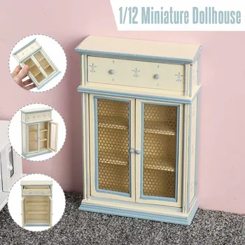 

1:12 Dollhouse Miniature Kitchen Furniture White Cupboards Display Cabinet Children Gift 10X4X15CM