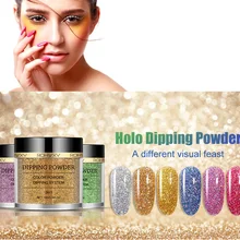 Голографическое погружение порошки для ногтей градиент окунания блеск украшения длительным, чем УФ гель натуральный сухой без лампы лечения
