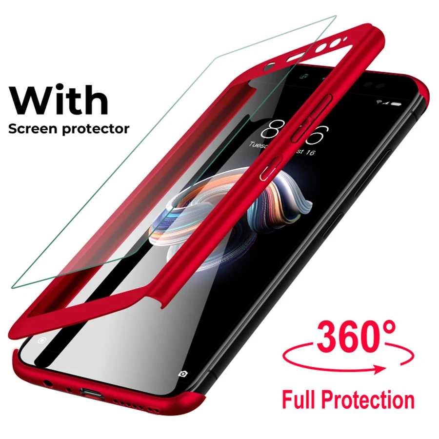 

360 PC Full Cover Cases For Huawei Y5 Y6 Y7 Y9 Prime 2019 Case Y5 Y6 Pro Y7 2017 Y6 Y7 Y9 2018 Case Cover With Protective Film
