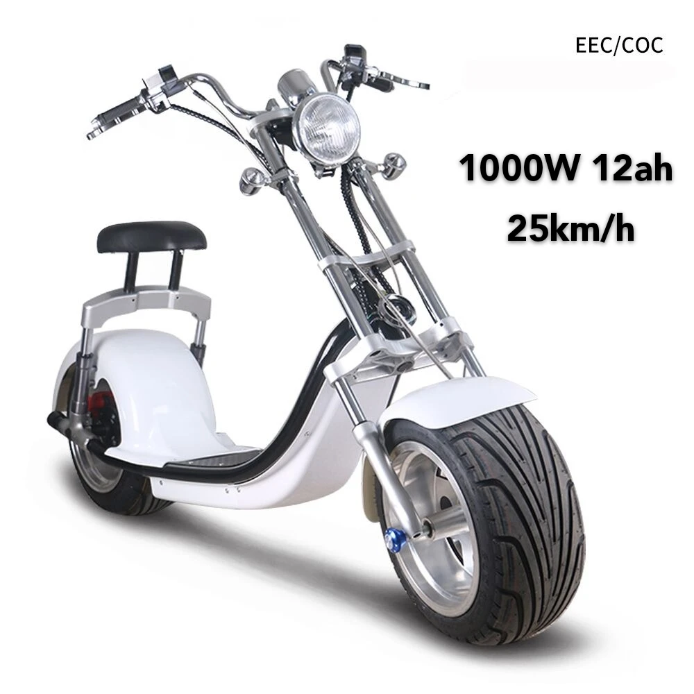 Citycoco EEC утвержден с COC сертификатом Ретро стиль электрический скутер Европа Homologation Европейский склад - Цвет: White 1000W 12AH