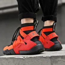 Уличные осенние военные ботинки в стиле хип-хоп; мужские сетчатые ботинки с пряжкой на ремешке; мужские высокие кроссовки на массивном каблуке; повседневная обувь на шнуровке для тенниса