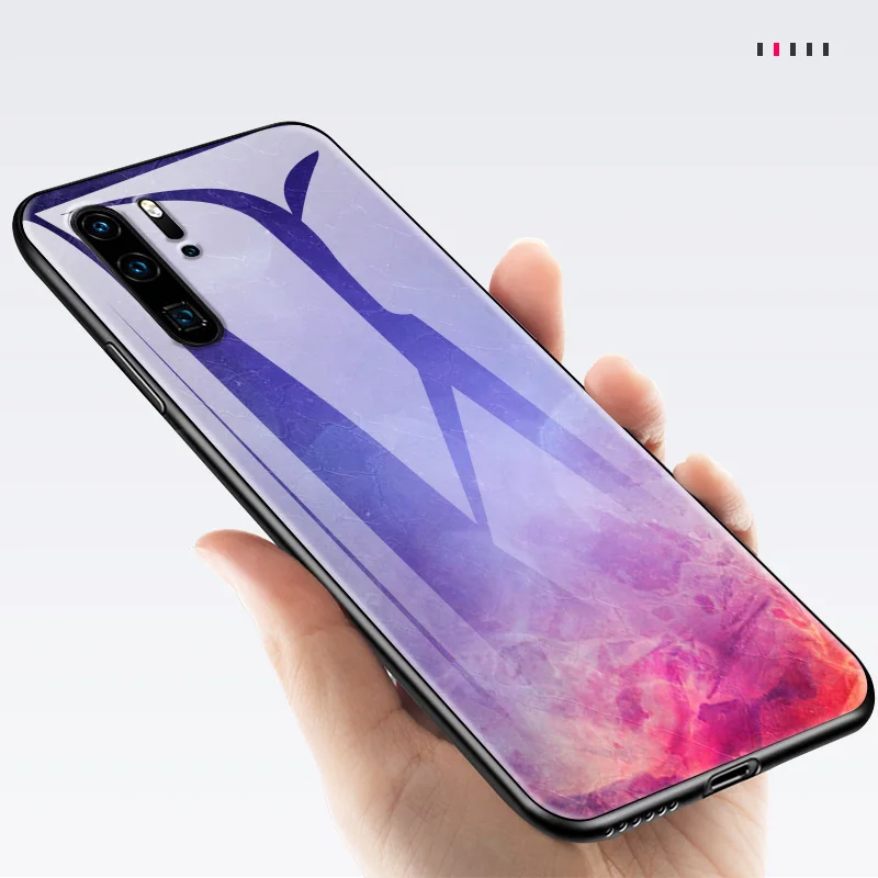 Чехол из закаленного стекла для huawei P20 P30 Lite Plus Honor 6X Nova3i P Smart+ Pro Y6 Y7 Prime Y9 Pro TPU Painted Sky Funda