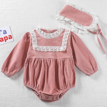 

Children's Toddler Baby Girls Lace collar Rompers Baby Korean Corduroy Bodysuit Clothes Autumn New Long Sleeve Fresh Jumpsuit