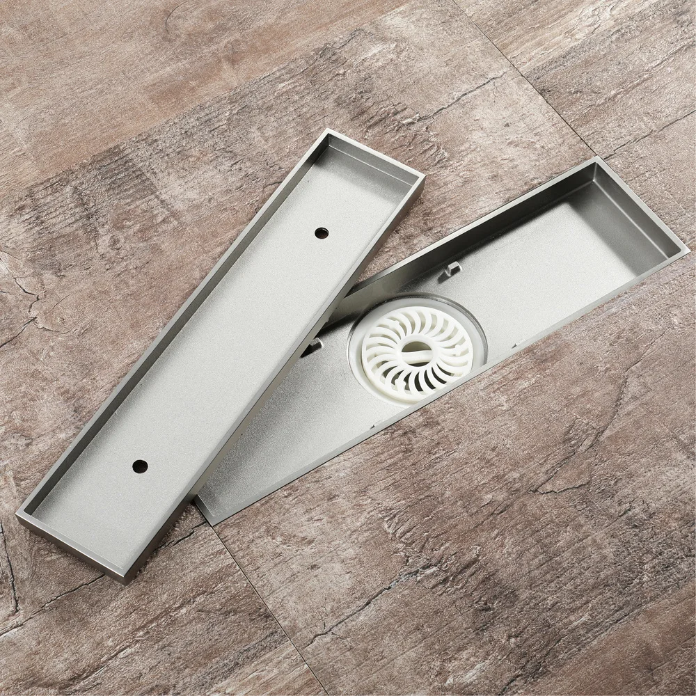 Description Picture 3 of itemBrushed 300*82mm brass bathroom floor drain rectangle shower room drainer Invisible Insert ceramic tile high quality copper