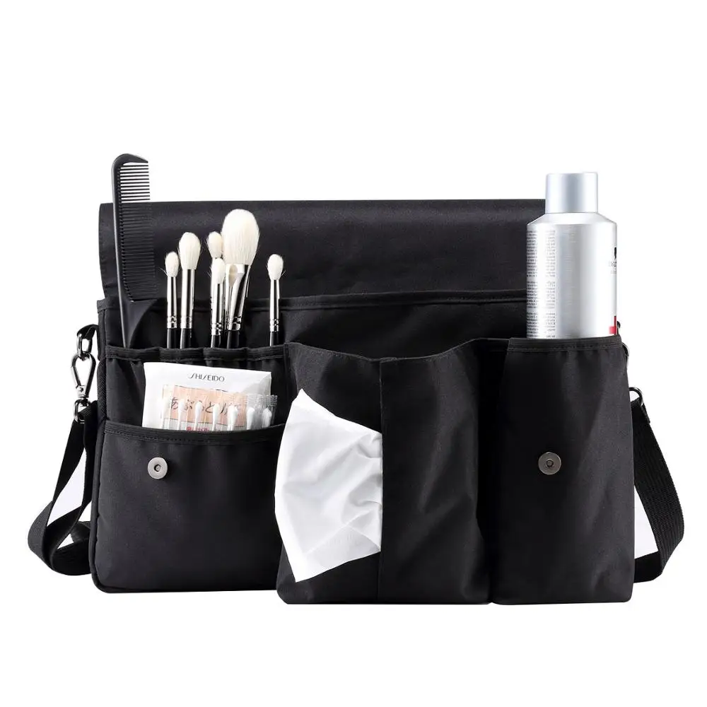 Rownyeon bolsa de artista de maquillaje bolso de estudio cintura cepillos de bolsa de almacenamiento de maquillaje artista estilista de pelo con tejido de bolsillo cepillos titular
