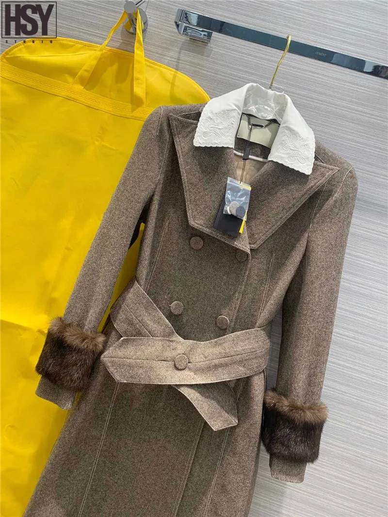 【HSY】2019 осень зима женские 3d стерео резка норка мех манжеты саржевого
