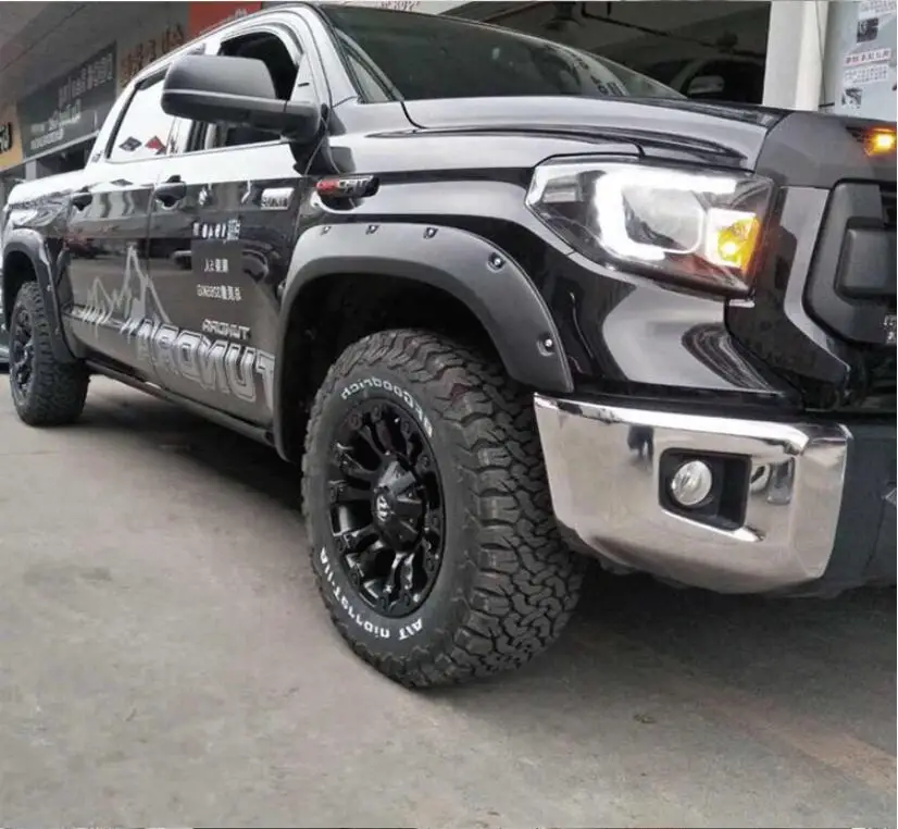 4pcs/Set PP Black Primer Car Wheel Arch Eyebrow Stripe Car Fender Wheel Cover For Toyota Tundra 2008