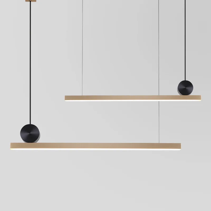 

Simple Dining Room Led Chandelier Stainless Steel Bar Chandelier Long Restaurant Light Modern Luxury Lights Hanging Fixtures