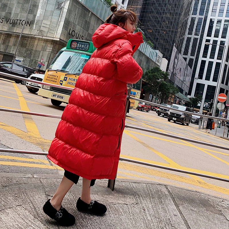 

Snwo woman winter coats 2020 dooded long down cotton winter coat for womenWarm jacket parka female black/red outwear MY214