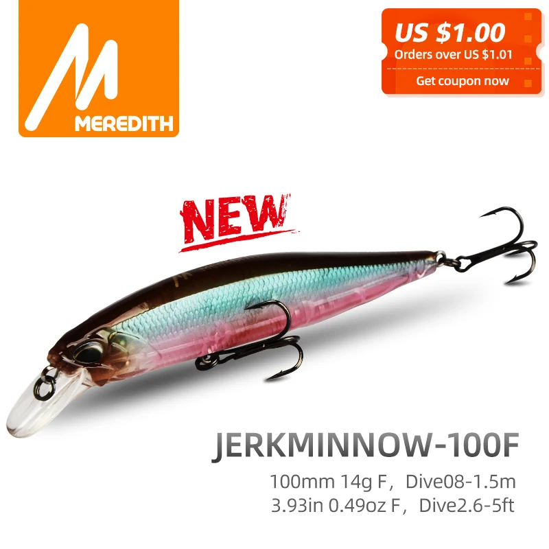 MRERDITH JERK MINNOW 100F 14g Hot Model Fishing Lure Hard Bait 24Color For Choose Minnow Quality Professional Depth0.8 1.5m|Fishing Lures| - AliExpress