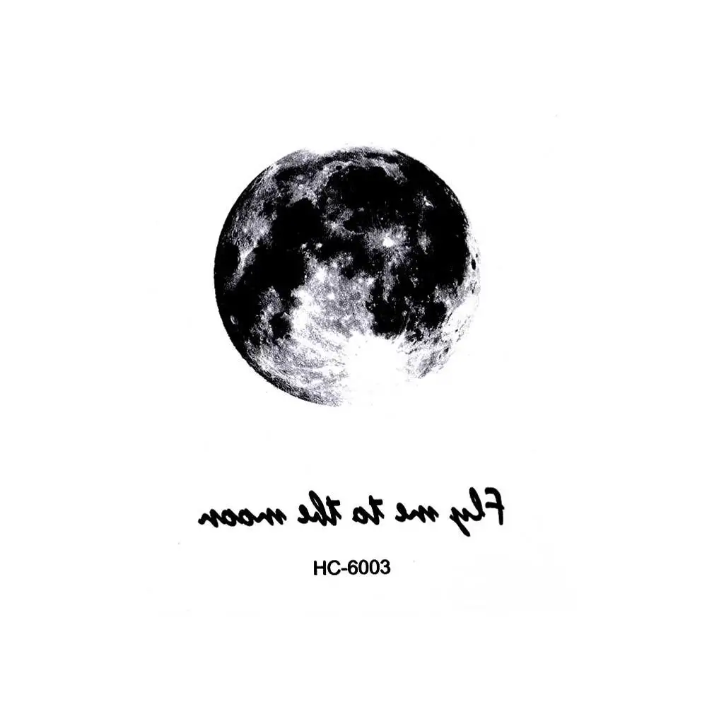 

1/3 x Temporary Fake Tattoo Stickers Vintage Grey Moon Design Waterproof Literary style Cool girl boy Artistic body arm stickers