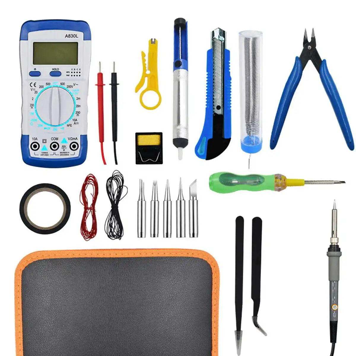 Бытовой Электрический паяльник EU/US 60 Вт с регулировкой температуры, набор цифровой мультиметр с подсветкой, набор инструментов для сварки и ремонта
