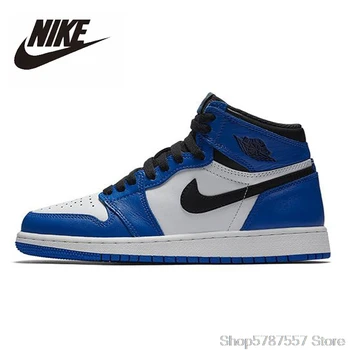 

Original Nike Air Jordan 1 Retro High Game Royal GS Men's Basketball Shoes Women High-top Sports Outdoor Sneakers 575441-403