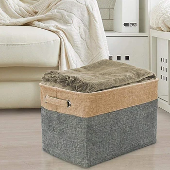 

Folding Large Storage Cotton Linen Basket With Handles for Families, Used to Store Towels, Toys, Clothes