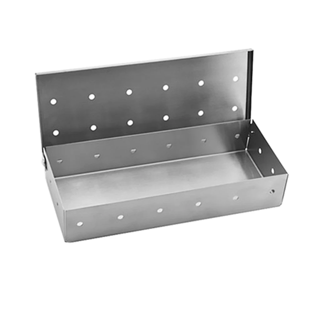  Stainless Steel Meat Smoking Barbecue Smoker Box for BBQ Wood Chips on Gas Grill or Charcoal Grills