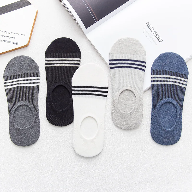 5 Pairs Spring Summer Boat Socks Men Fashion Casual Leakage Ankle Silicone Antiskid High Quality Cotton Wholesale