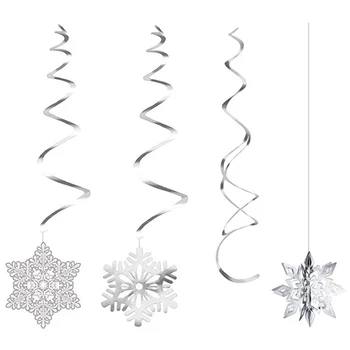 

36Pcs Christmas Party Decorations,Christmas Snowflake Hanging Swirl Decorations for Xmas Winter Wonderland Holiday Party