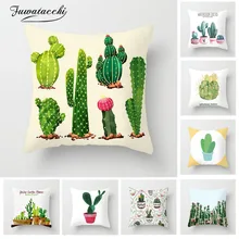 Fuwatacchi Tropical cubierta del cojín de la planta Cactus verde y blanco funda de almohada estampada para silla de hogar sofá fundas de almohada decorativas
