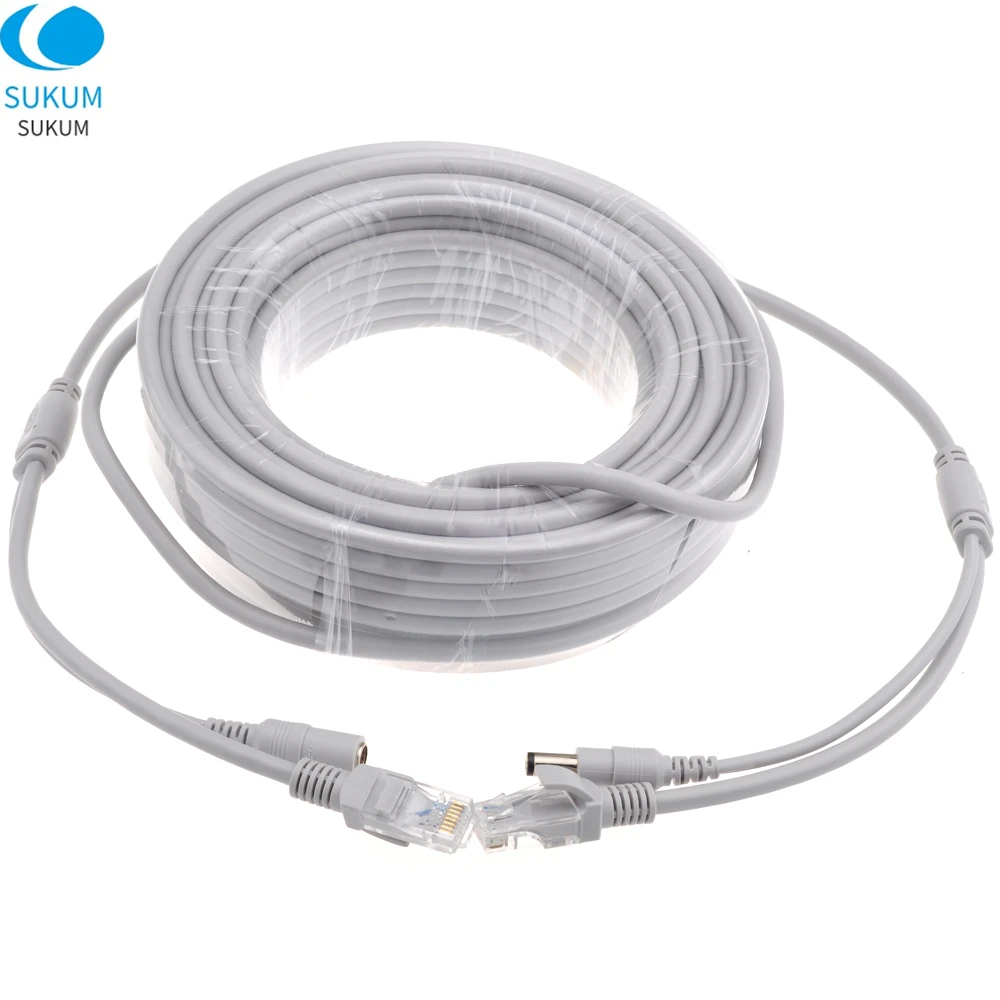 Сетевой кабель RJ45 5 м/10 м/20 м/30 м CAT5/CAT-5e + сетевой шнур питания постоянного тока для