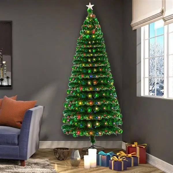 Artificial Decorated Fiber Optic Christmas Tree Green Xmas Plastic New Year Home Ornaments Desktop Decorations with 260 LED |