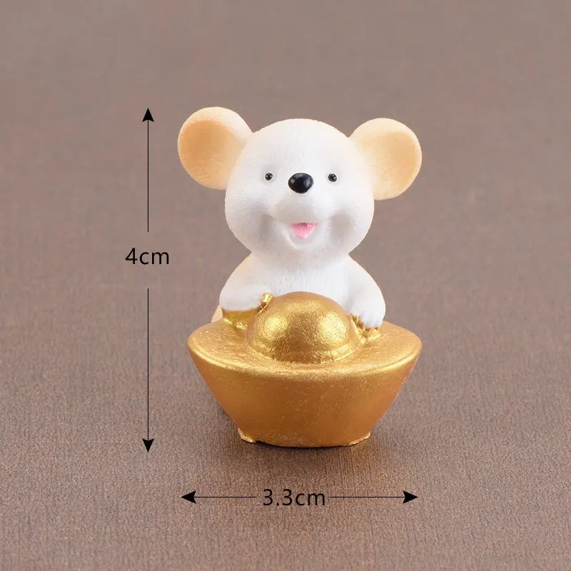 1 шт. Lucky деньги Фортуна мультфильм украшение "мышь" богатый мыши небольшая статуя Будды маленькая фигурка милые животные настольный домашний декор - Цвет: light yellow 2