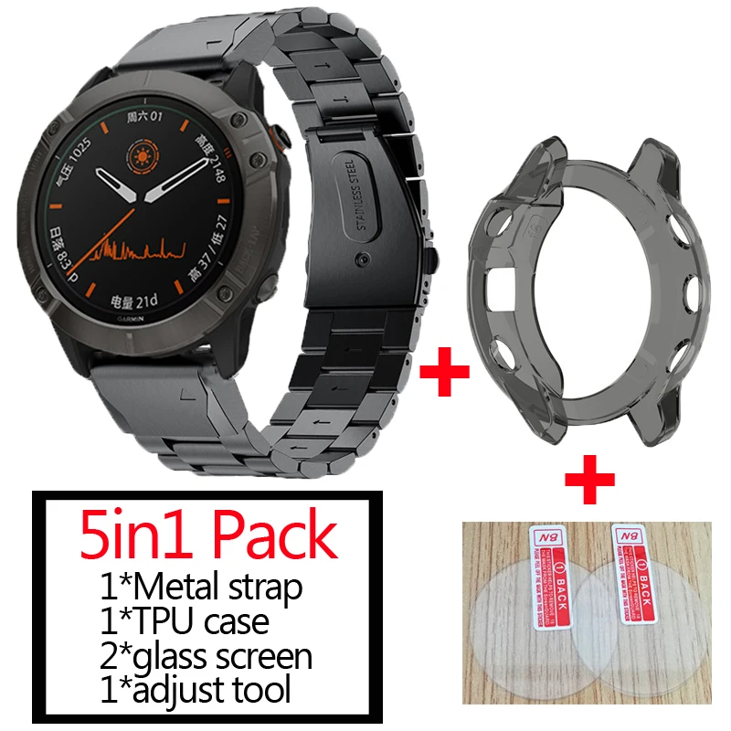 5 в 1 быстросъемный браслет для смарт часов Garmin Fenix 6s 6 6x pro solar спортивный из