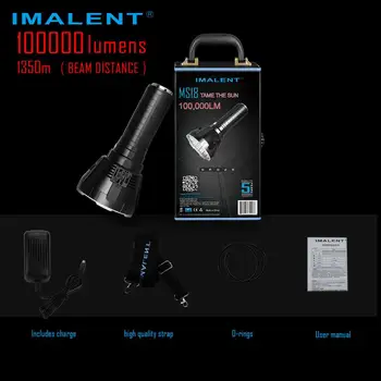 

IMALENT MS18 Hand Flashlig CREE XHP70.2 Flashlight, Maximum 100000 Lumens Beam Distance, 1350 Meter Cooling System