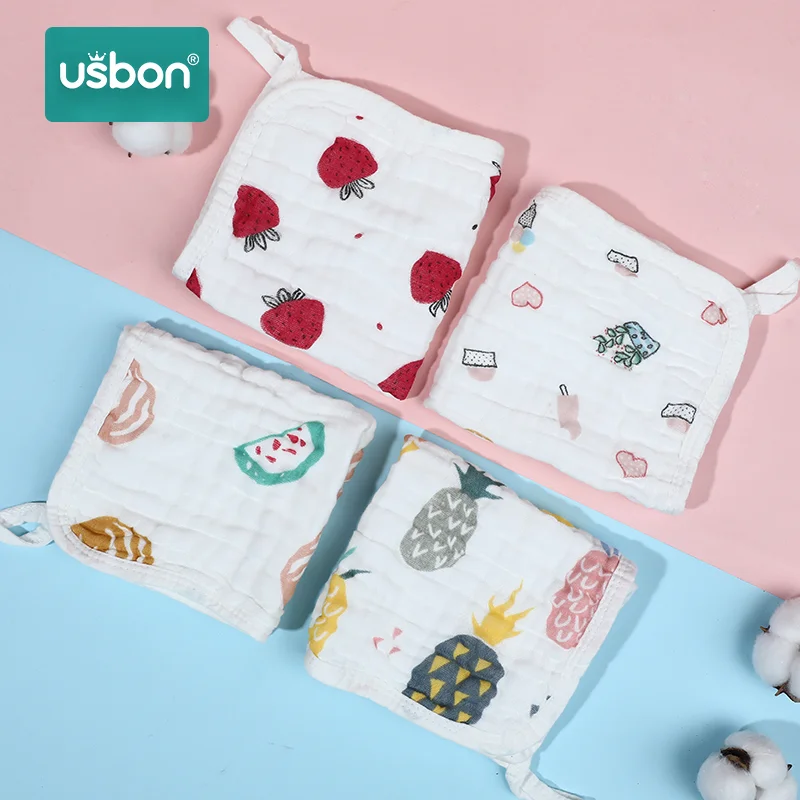 Usbon, 2 шт., хлопок, полотенца для новорожденных, слюнявчик, полотенце для кормления, полотенце для маленьких мальчиков и девочек, Bebe, мочалка, платок, лицо, мультфильм