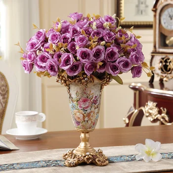

EUROPEAN RETRO RESIN VASE SIMULATION FLOWER ARRANGEMENT HOME LIVINGROOM TABLE DECORATION CRAFTS HOTEL OFFICE DESKTOP FURNISHINGS