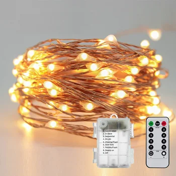 

5M 10M LED String Lights Copper Wire Battery Operated Remote Control Timer Christmas Wedding Party Decoration LED Fairy Lights