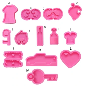 

Handmade Keychain Pendant Resin Mold Comb Heart Puzzle Bottle T-shirt Resin Casting Silicone Molds Jewelry Making Tools