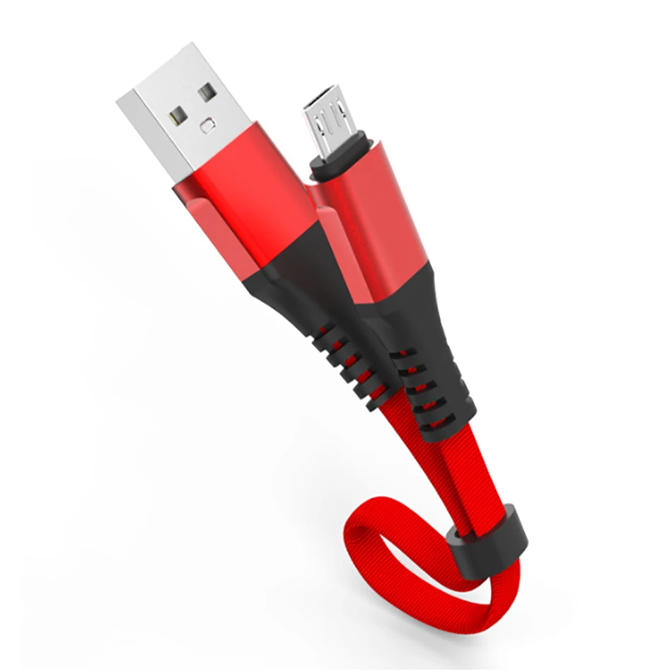 2.4A Быстрая зарядка портативный USB кабель type C Micro кабель нейлоновая оплетка type-C короткое USB зарядное устройство для samsung S9 S8 S7 0,3 м провод - Цвет: Micro Red