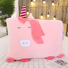 60cm unicorn Плюшевая подушка с мультяшными животными, ультра мягкая пуховая хлопковая Подушка для сна, детская подушка для отдыха на спине, единорог, хомяк, единорог, лиса - Цвет: 60cm unicorn