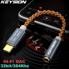 KEYSION HIFI DAC усилитель для наушников usb type C до 3,5 мм разъем для наушников аудио адаптер 32 бит 384 кгц цифровой декодер вспомогательный конвертер