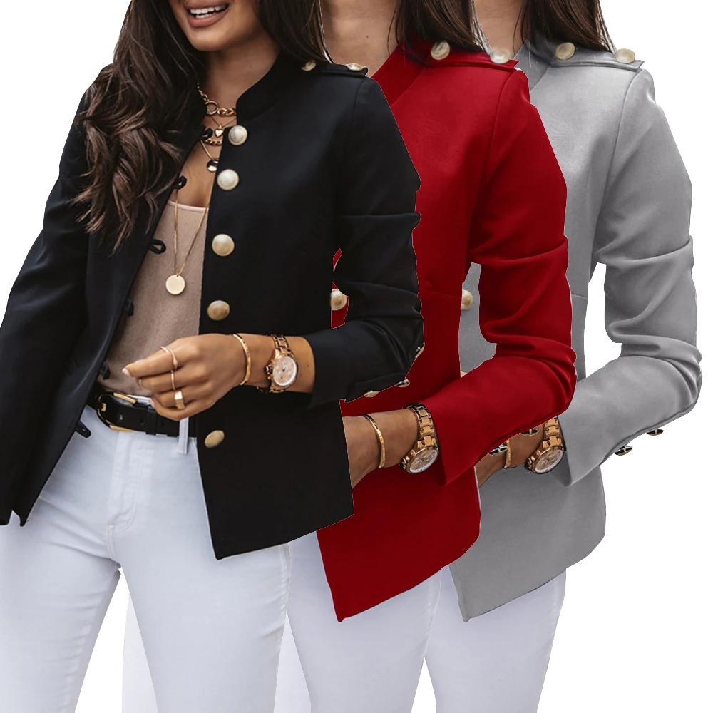 

Fashion Autumn Women Buttoned Slim Short Blazers and Jackets Work Office Lady Suit Slim Single Breasted Business Female Coat D30