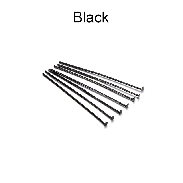 100-200pcs/bag 20 25 30 40 50 60 70 mm Flat Head Pins Gold/Copper/Rhodium Headpins For Jewelry Findings Making DIY Supplies Black