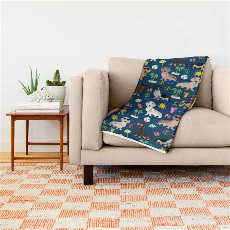 Dachshund beach sunshine summer days doxie dachsie gift must have dog gifts Throw Blanket 284