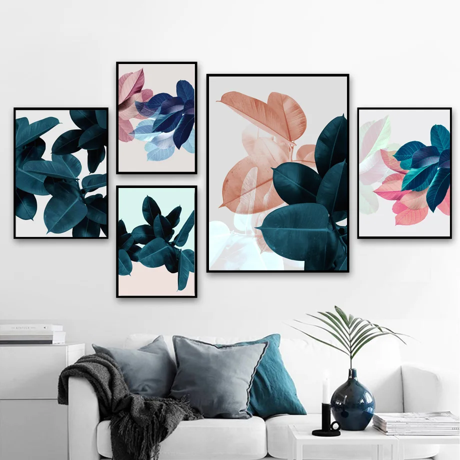 

Colored Plant Leaves Wall Art Canvas Painting Nordic Posters And Prints Plants Wall Pictures For Living Room Bed Room Home Decor