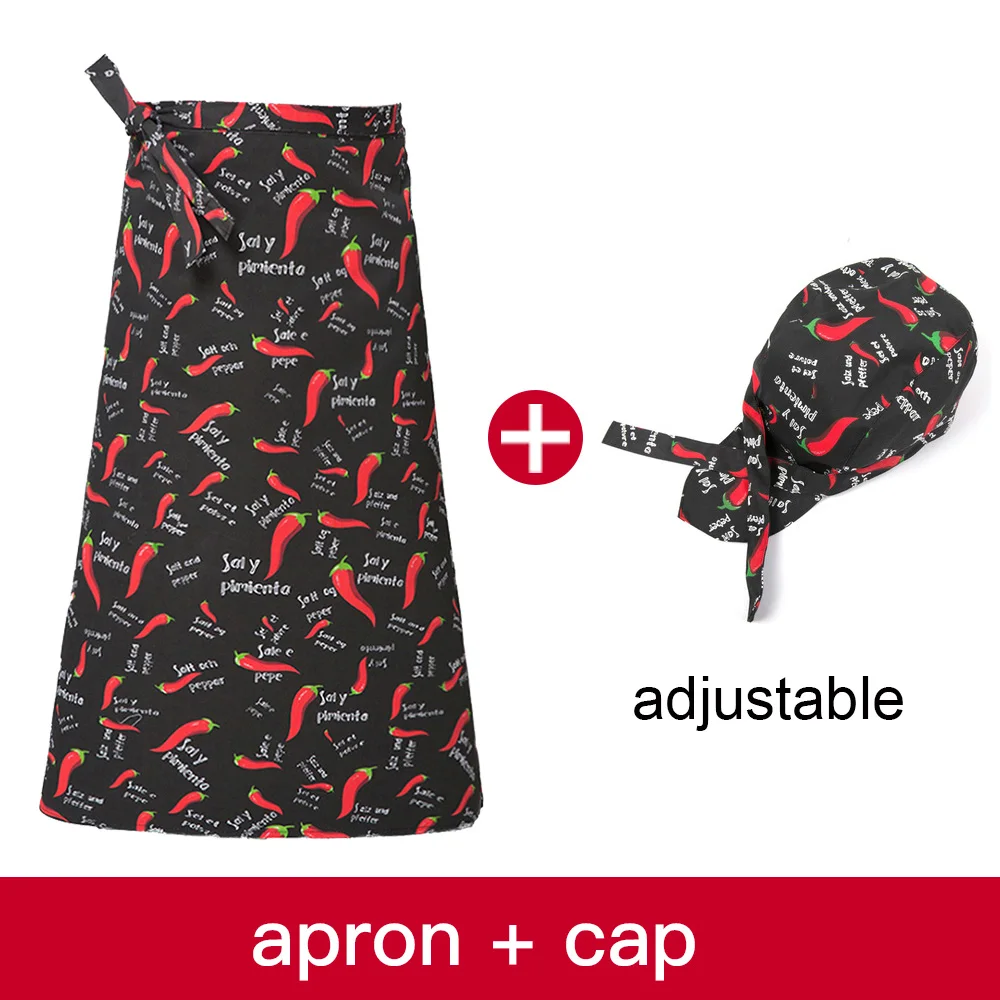 High Quality restaurant Hotel chef cap cotton waiter chefs hat + apron work clothes apron chef uniform works