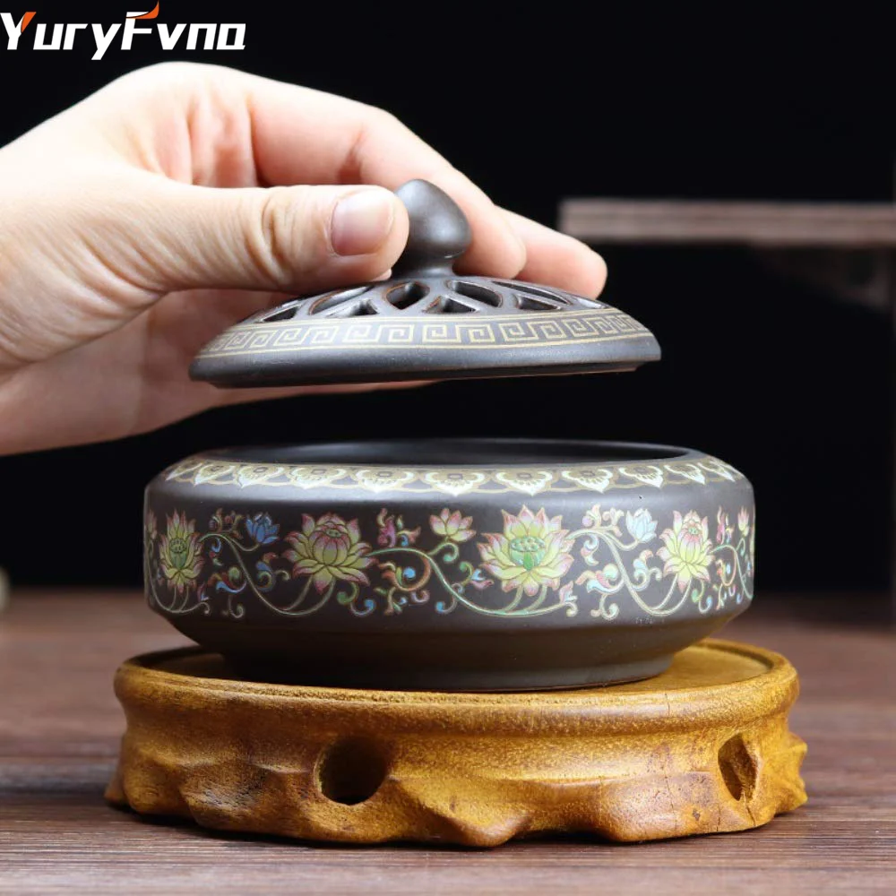 

YuryFvna 4 Styles Ceramic Incense Burners Portable Porcelain Censer Buddhism Incense Holder Home Office Decoration Gift