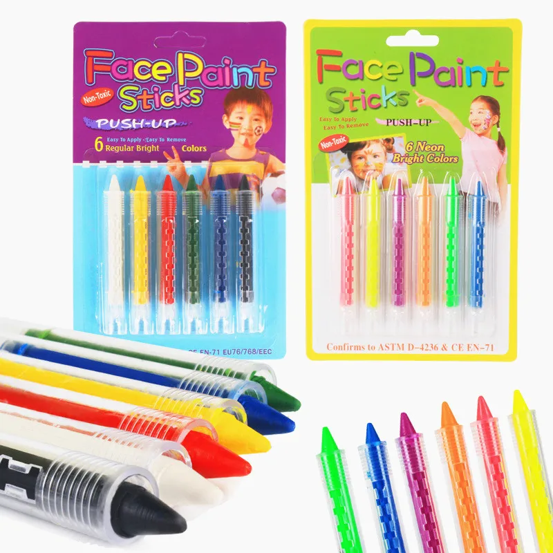 

Baby Face 6 Colors Face Painting Crayon Pencils Splicing Face Paint Body Painting Pen Stick For Children Makeup Party Decoration