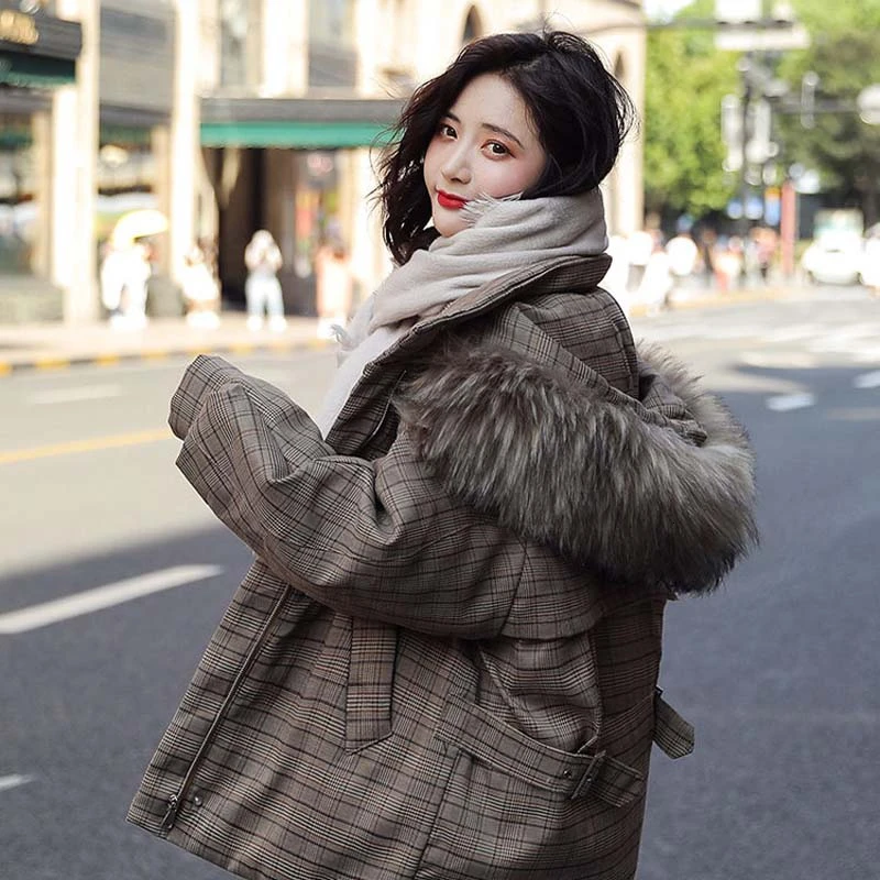 Women Winter Short Jacket Hooded Parkas Winter Coat Women Loose Parka Fur Collar Cotton Padded Jackets