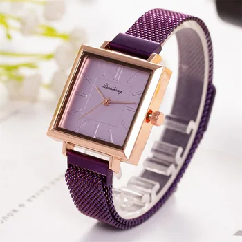 

Women Classic Analog Quartz Watch Square Case with Simple Alloy Strap TT@88