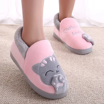 

Winter Kids Slippers Toddler Girls Animal Cat Flip Flop Plush Parent Slides Baby Boys Indoor Shoes Warm House Children Slippers