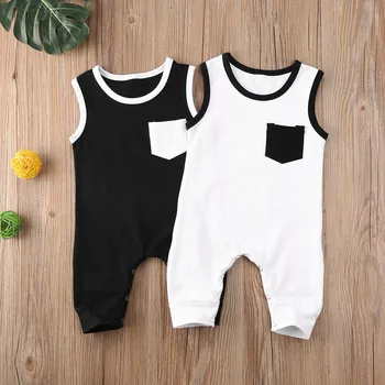 

0-18M Newborn Infant Baby Boy Romper Summer Sleeveless Baby Jumpsuit Playsuit Overalls Toddler Baby Boy Clothes