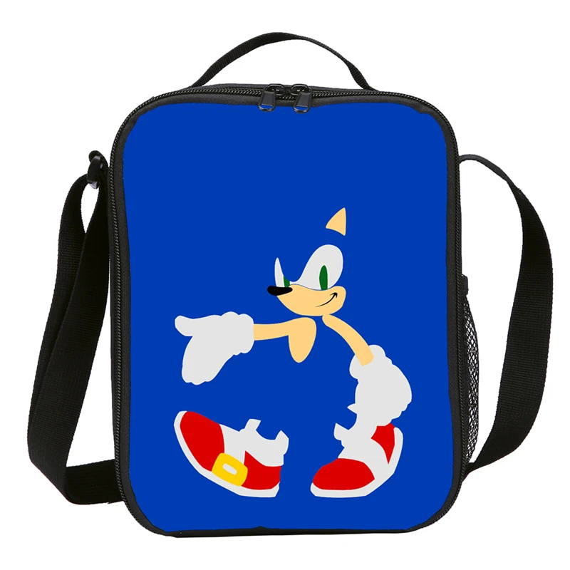 Sonic Boom ежиков принт Оксфордский Обед сумка Портативный набор для пикника и кемпинга сумка через плечо сумка-холодильник Детские Новая мода Коробки для обедов - Цвет: Темно-серый