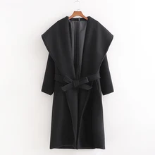 RR однотонные черные шерстяные пальто женские модные повседневные куртки с отложным воротником женские элегантные пальто с поясом на талии женские LD