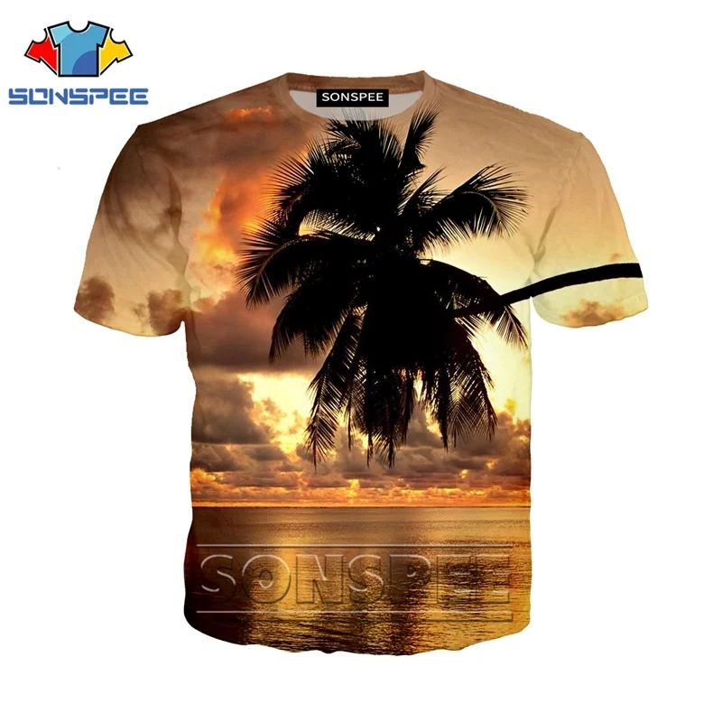 Забавная футболка с 3d принтом Аниме Мужская модная футболка в стиле хип-хоп с пальмой Детская Футболка Harajuku для пляжа Забавные футболки homme футболка A26