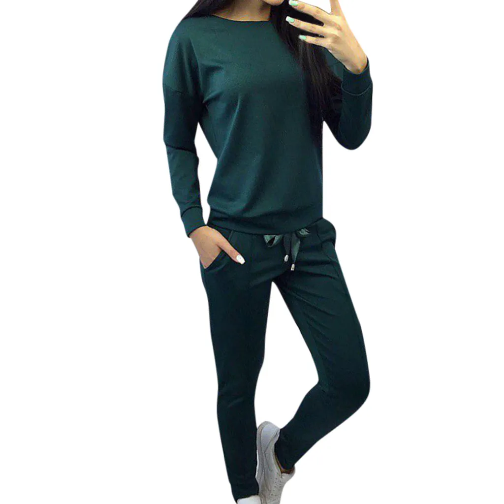 Спортивный костюм женские толстовки и штаны пуловер в повседневном стиле спортивная кофта для бега спортивные штаны для бега осенний комплект из двух предметов d90724