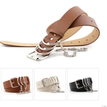 

Women's Belt Imitation Leather Alloy Pin Buckle Belt New Punk Wind Chain Lightweight Simple Casual Pants Jeans Women's Belt